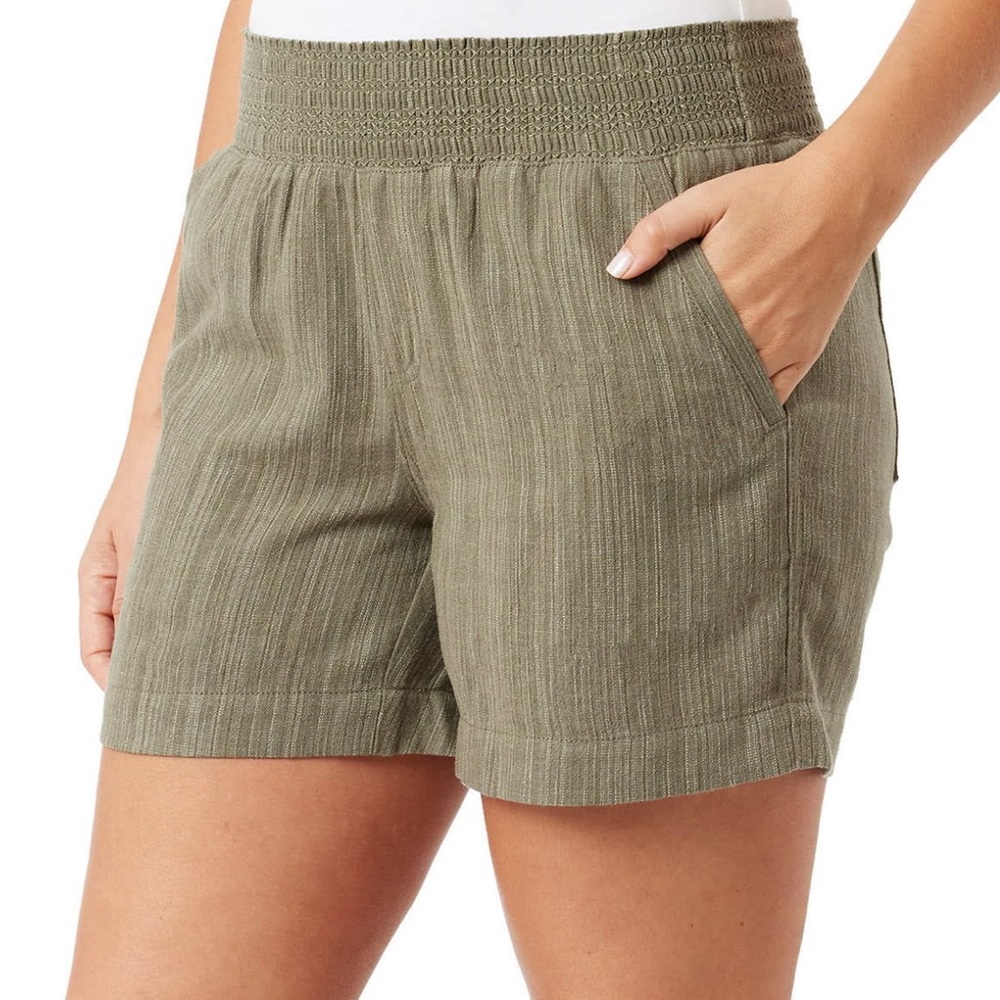 Briggs Olive Green Linen Blend Pull-On Shorts Size S